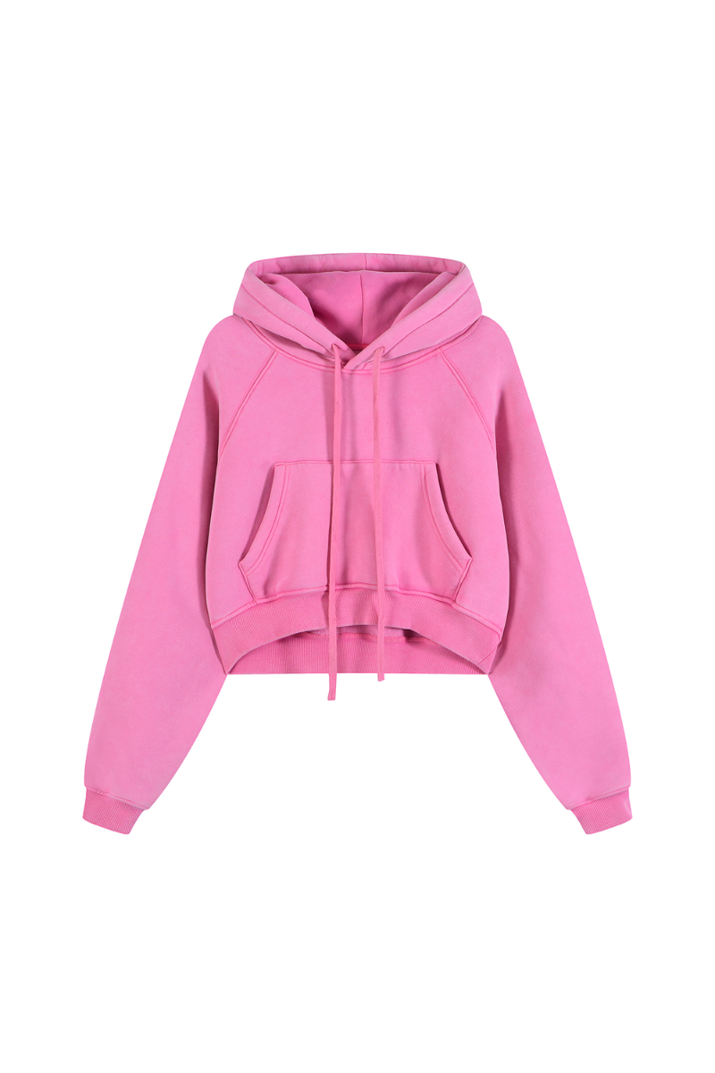 Women's Washed Short Hooded Sweatshirt