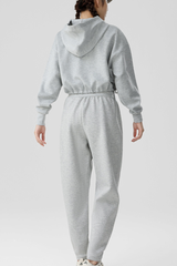 Women Cropped Hooded Top and High Waist Pants 2 Piece Set