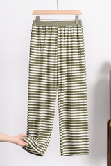 Plus Size Women's Fall Stripe Elastic Waistband Casual Pants
