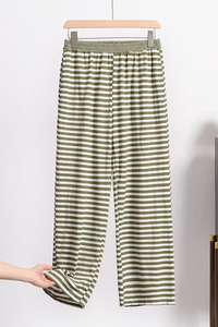 Plus Size Women's Fall Stripe Elastic Waistband Casual Pants