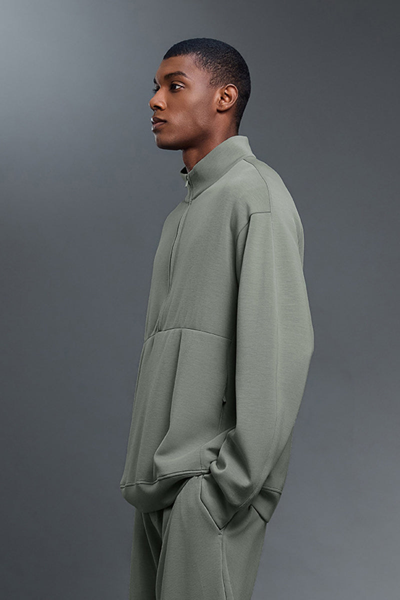Men Air Layer Half-Zip Comfortable Loose Hoodie