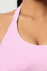 Women Halter Neck Seamless Yoga Sports Bra - Breathable Support Top