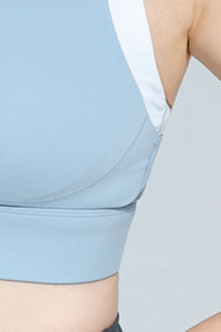 Plus Size Women's Faux Two-Piece Color-Block Sports Bra