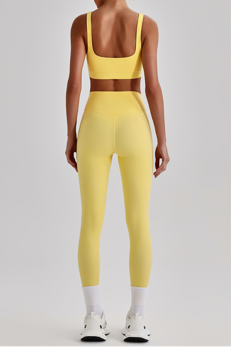Women's Wide Strap U-neck Bra & High Waist Yoga Leggings Set