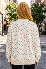 Women's Fall Ditsy Floral Oversized Mockneck Sweatshirt
