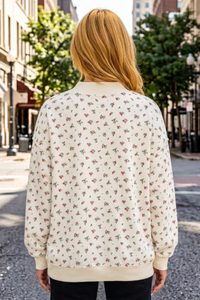 Women's Fall Ditsy Floral Oversized Mockneck Sweatshirt