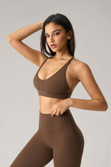 Women V-Neck Wire-Free Sculpting High-Support Yoga Sports Bra