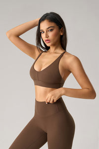 Women V-Neck Wire-Free Sculpting High-Support Yoga Sports Bra