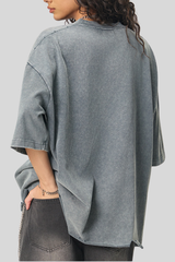 Unisex 350G heavyweight washed boxy-fit T-shirt with raw edges