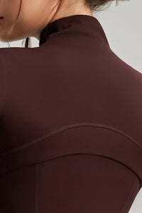 Women Slim-Fit High-Neck Finger-Loop Yoga Long Sleeve