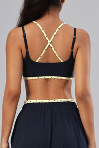Women's Athletic Fake 2 Piece Polka Dot Yoga  Bra