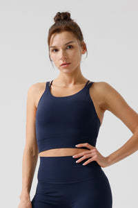 Women Eco-Friendly Thin Straps With Bra Pads One-Piece Back Running Fitness Yoga Sports Bra
