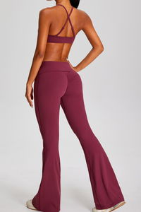 Women's Sport Set:Twist Front Triangle Cup Bra & Flare Pants