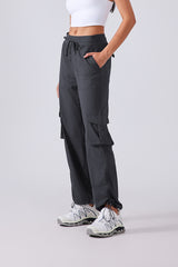 Women Lightweight Quick Dry Multi-Pocket Outdoor Running Sports Fitness Workwear Wide Leg Casual Pants