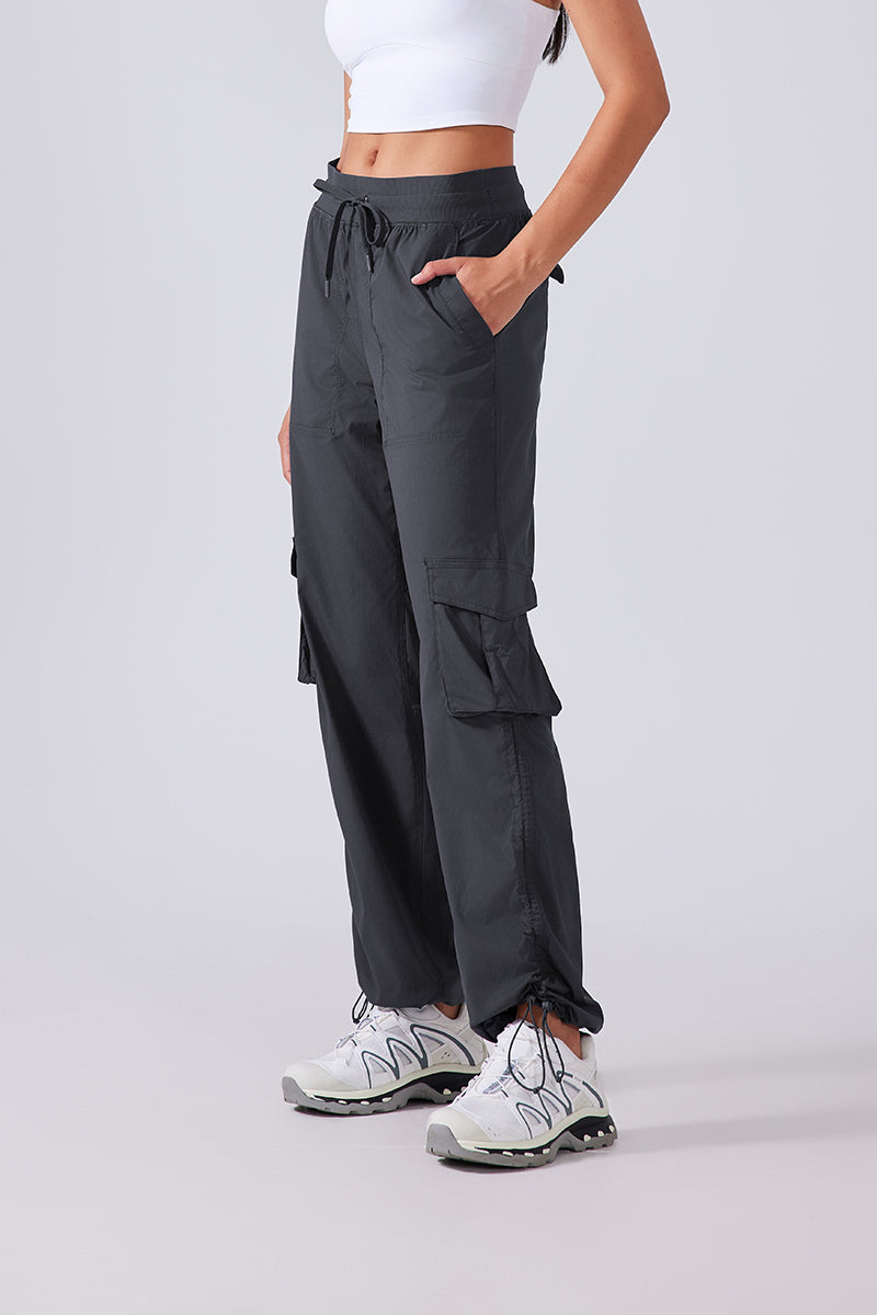 Women Lightweight Quick Dry Multi-Pocket Outdoor Running Sports Fitness Workwear Wide Leg Casual Pants