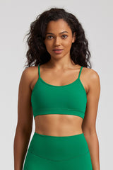 Solid Color Back Cut-Out Sports Bra