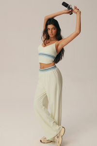 Women's Yoga Set:Striped Cami Top & Draped Casual Pants