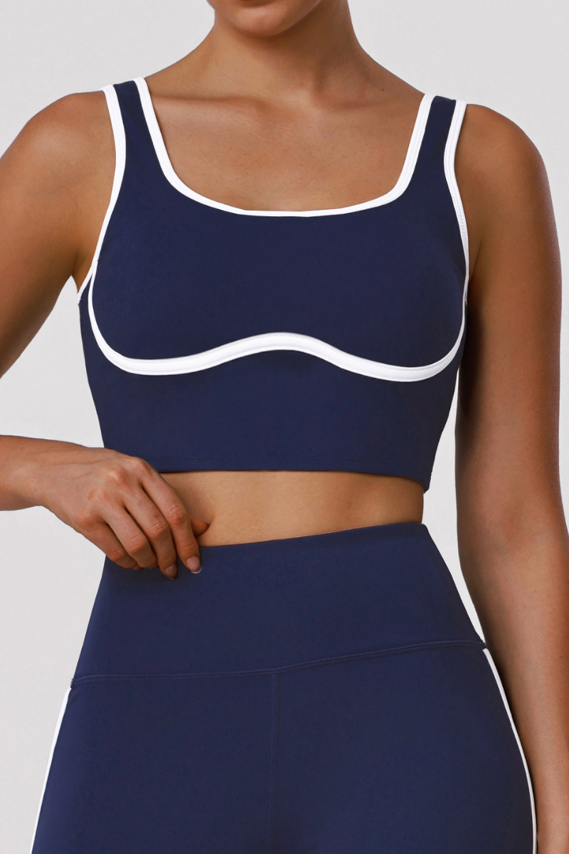 Women's Athletic Color Block Striped U-neck Bra