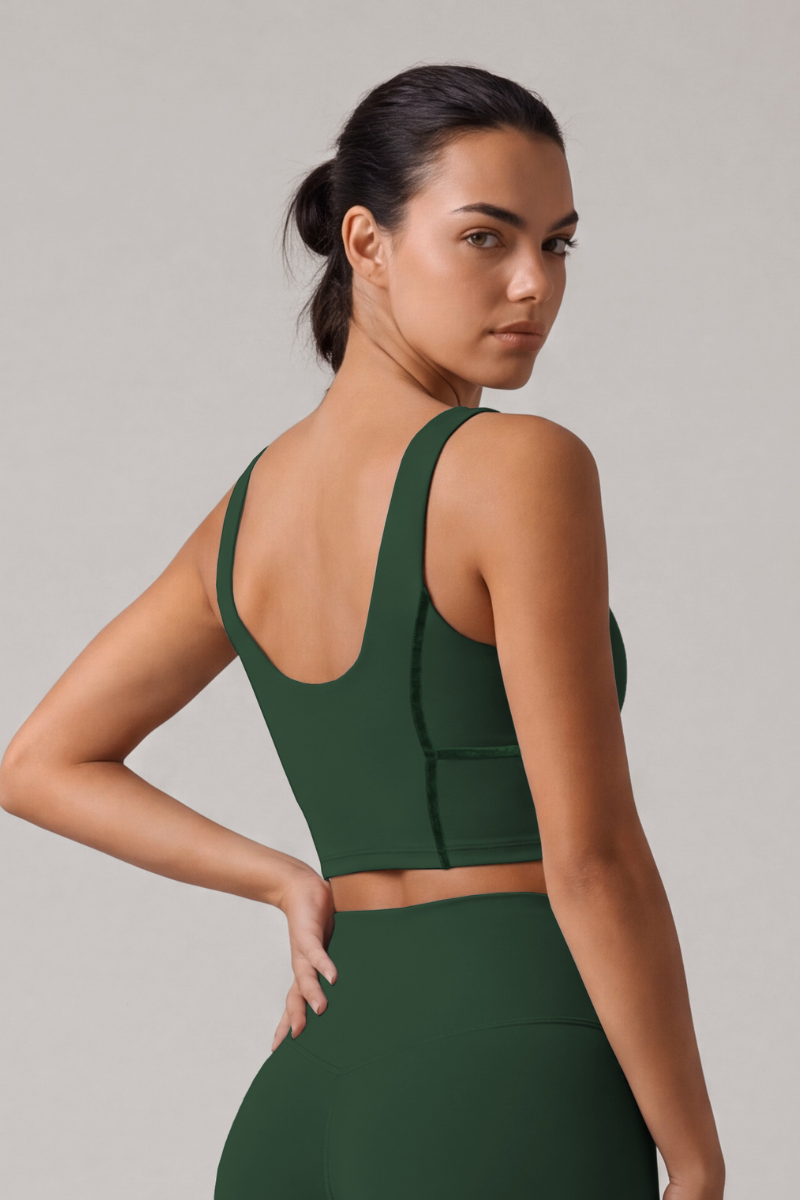 Women's Wide Strap U-Back Sport Bra with Soft Boning Support