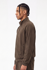 Men's Fall  100% Cotton Washed Faded Raw Edge Zip Up Jacket