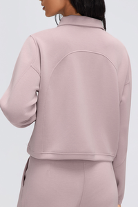 Women's Fall/Winter Stand Collar Half Zip Cropped Sweatshirt
