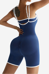 Women's Seamless Color Block Pleated Junmpsuit & Bra