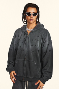 Men's spray paint hooded casual jacket