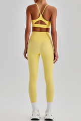 Women's  Crisscross Back Bra & V-Waist Yoga Leggings Set