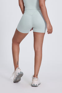 Women'S Stretch High-Waisted Peach Hip Yoga Shorts