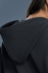 Women Fleece Hooded Windproof Loose Casual Zip Jacket