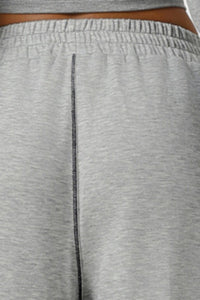 Women Color-Block Ribbed Lounge Set: Cropped Long-Sleeve Top + High-Waist Wide-Leg Pants