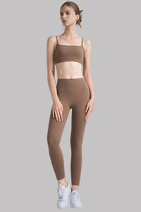 Women's Thin-Strap Bra And No Front Seam Lycra Leggings Sets