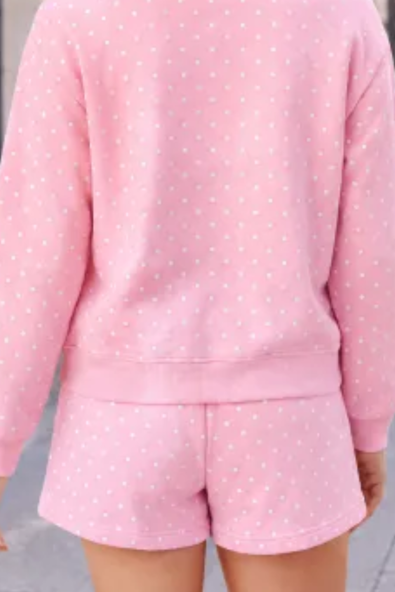 Unisex Fall Polka Dot Elastic Waist Drawstring Casual Shorts