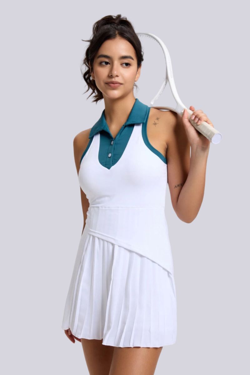 Women's tennis contrasting sports pleated dress