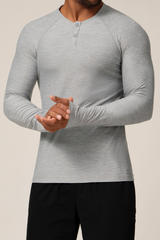 Men's Summer Round-Neck Button-up Long-Sleeve T-shirt