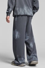 Distressed, worn-out straight-leg pants