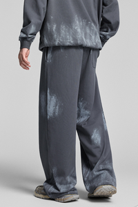 Distressed, worn-out straight-leg pants