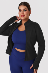 Plus Size Women's Fitted Zip-Up Yoga Jacket