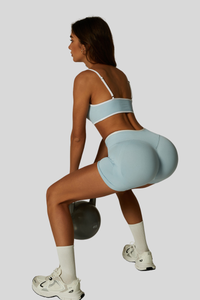 Women's Athletic Set:V-neck Bra And Shorts