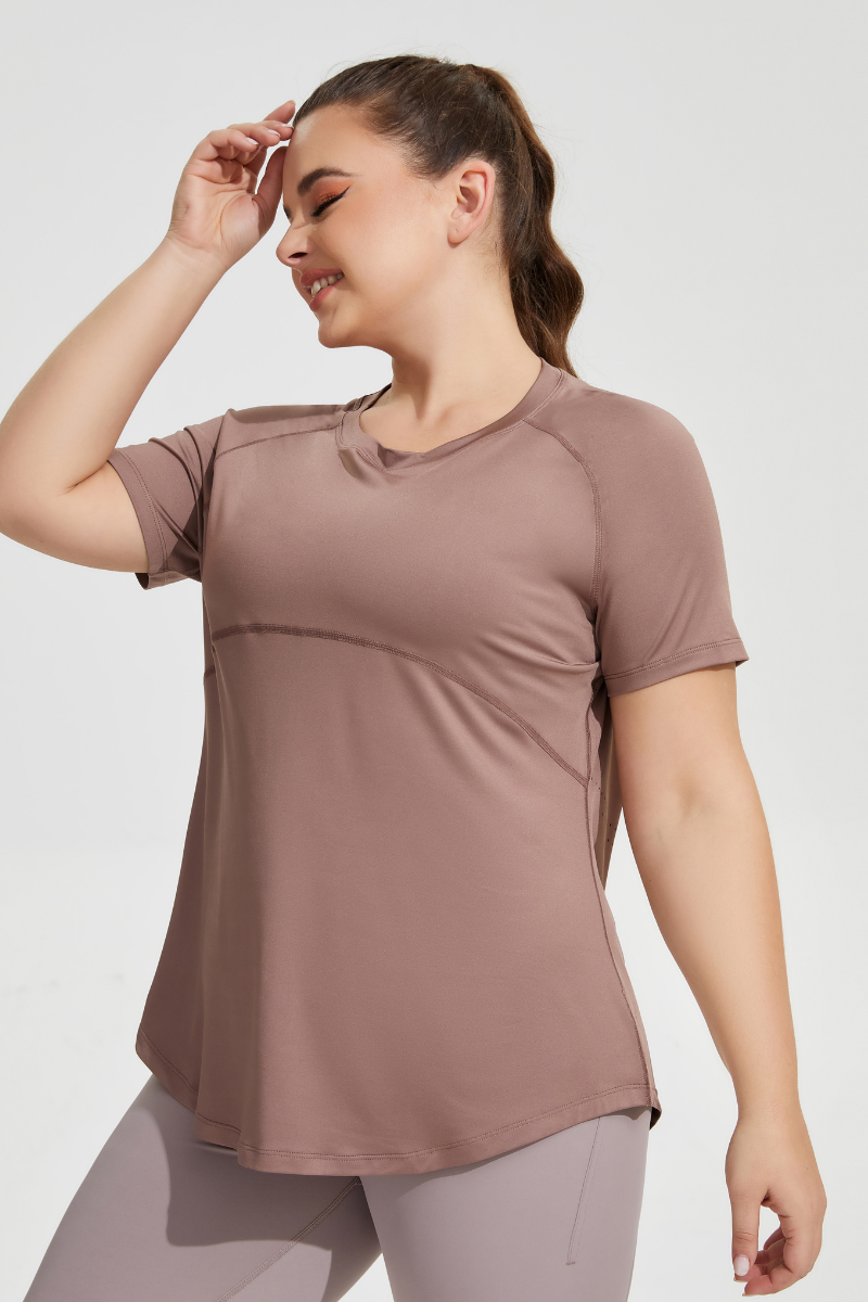 Plus Size Women's Long Breathable Mesh Yoga T-shirt
