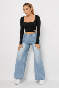 Women's Light Wash Baggy High Waist Wide Leg Jeans