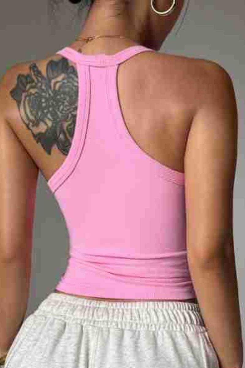 Women's Ribbed V Neck Racerback Slim Fit Tank Top