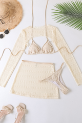 Women's Triangle Cup Halterneck 4 Piece Bikini Set