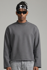 Men's Fall Comfort Colors Style Mock Neck Sweatshirt