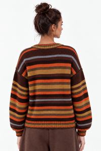 Women's Winter Retro Color Striped Long Sleeve Knit Sweater