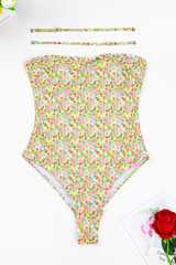 Women's Floral Print Removable Straps One Piece Swimsuit