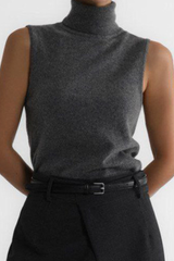 Early autumn high-neck, sleeveless base layer shirt