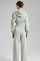 Women's Fall Set:Cropped Jacket and Drawstring Hem Pants