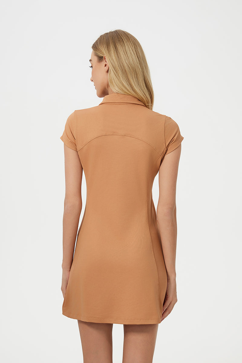Women Mid-Length Waist Thin Ice Breathable Tennis Sports Yoga Short-Sleeved Dresses