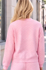 Unisex Fall Cozy Fleece Polka Dot Mockneck Sweatshirt